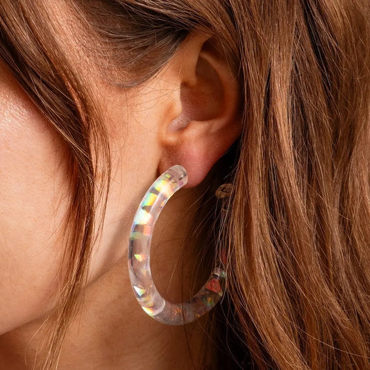 Iridescent Confetti Hoops