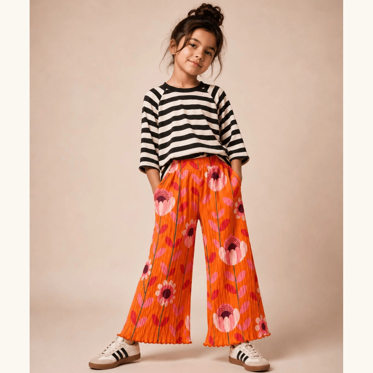 Girls Flower Power Printed Wide Leg Pant