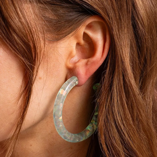 Green & Iridescent Confetti Hoops