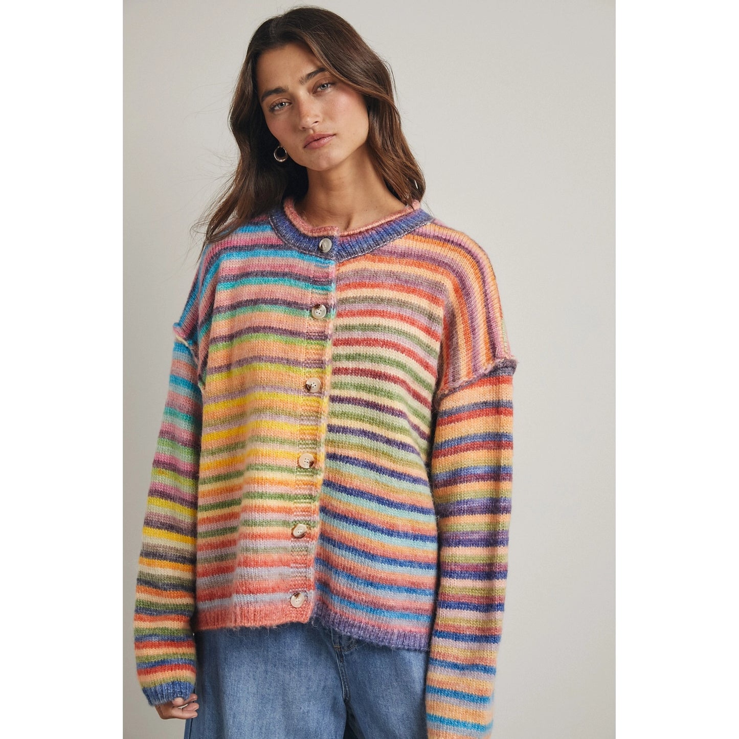 Rainbow Button Up Cardigan