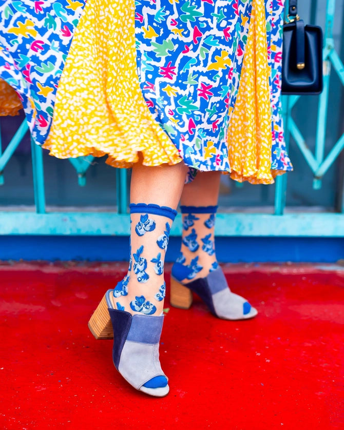 Blueberry Ruffle Sheer Sock