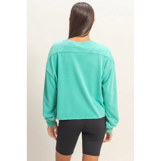 Cropped Mineral Wash Sweatshirt