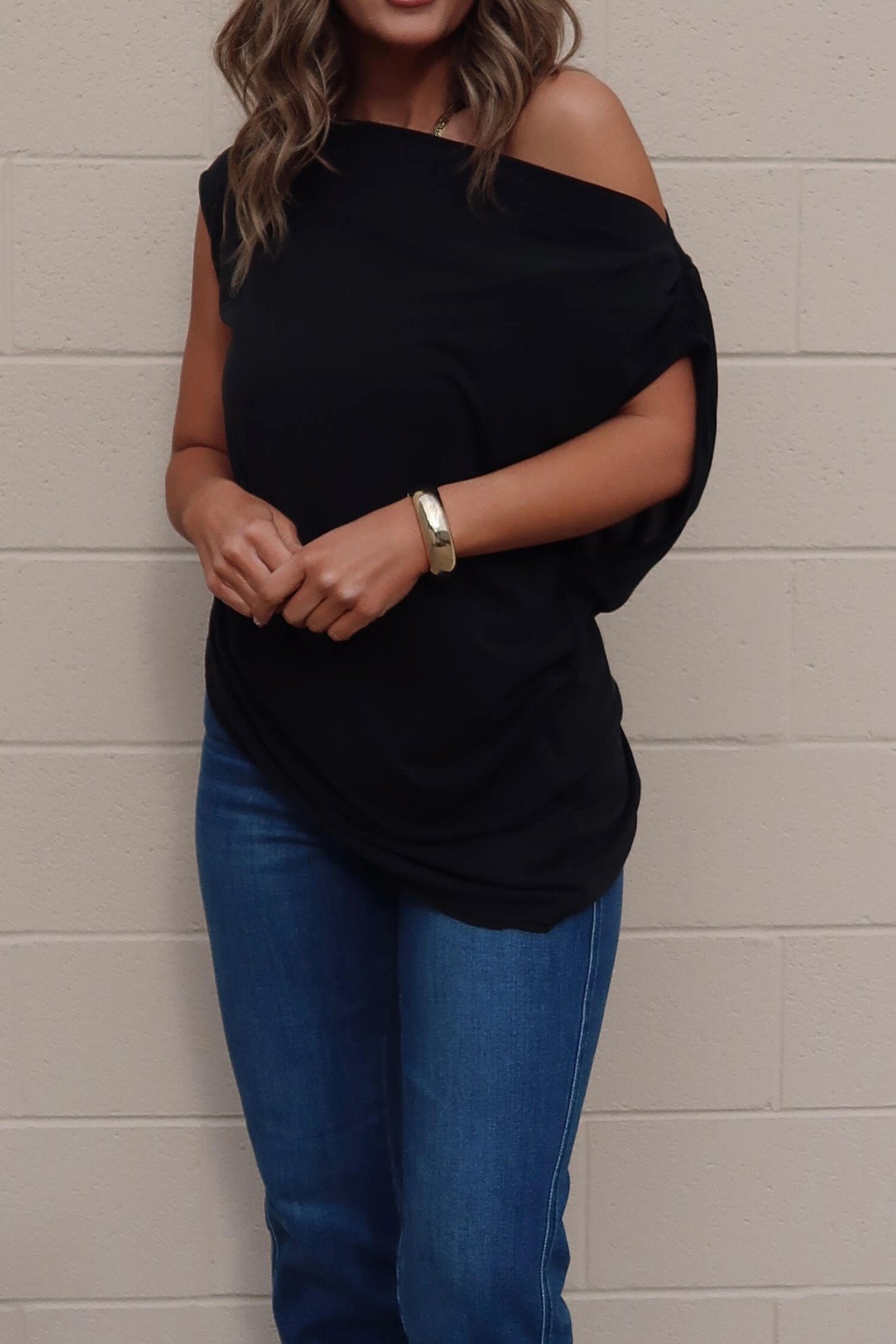 Free People Black Off The Shoulder Cascadia Tunic