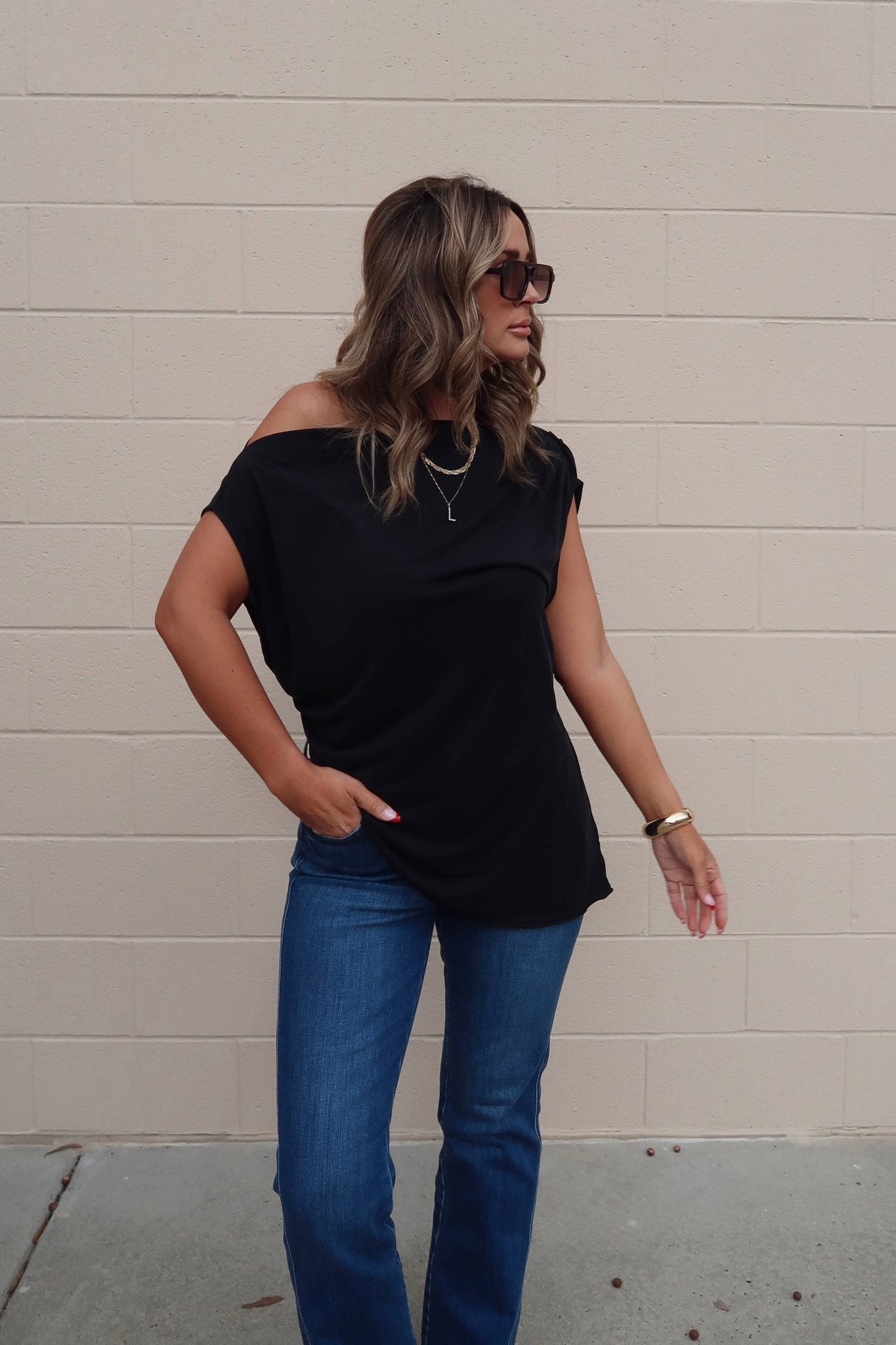 Free People Black Off The Shoulder Cascadia Tunic