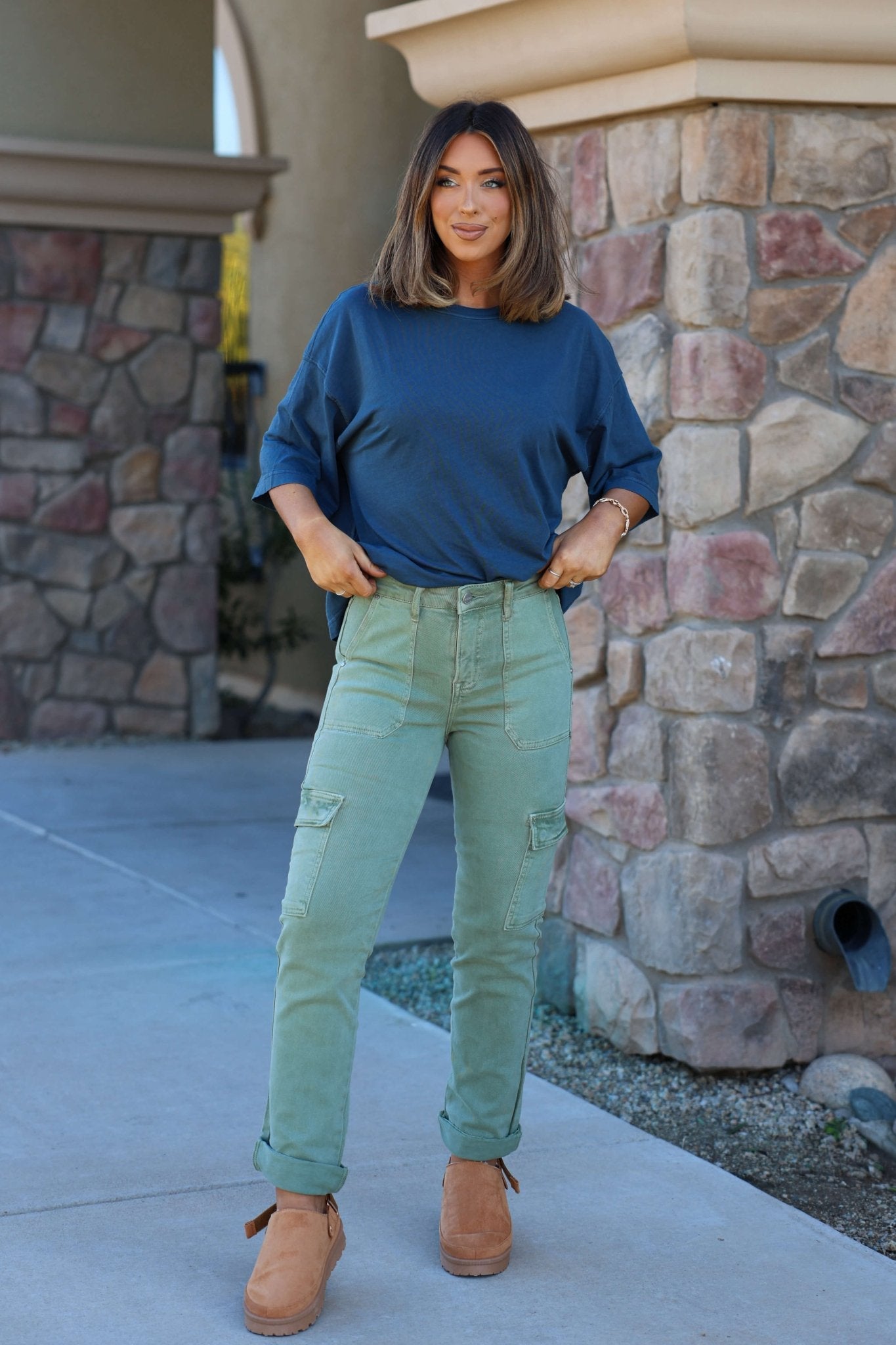 Free People Navy Perfect Oversized Tee