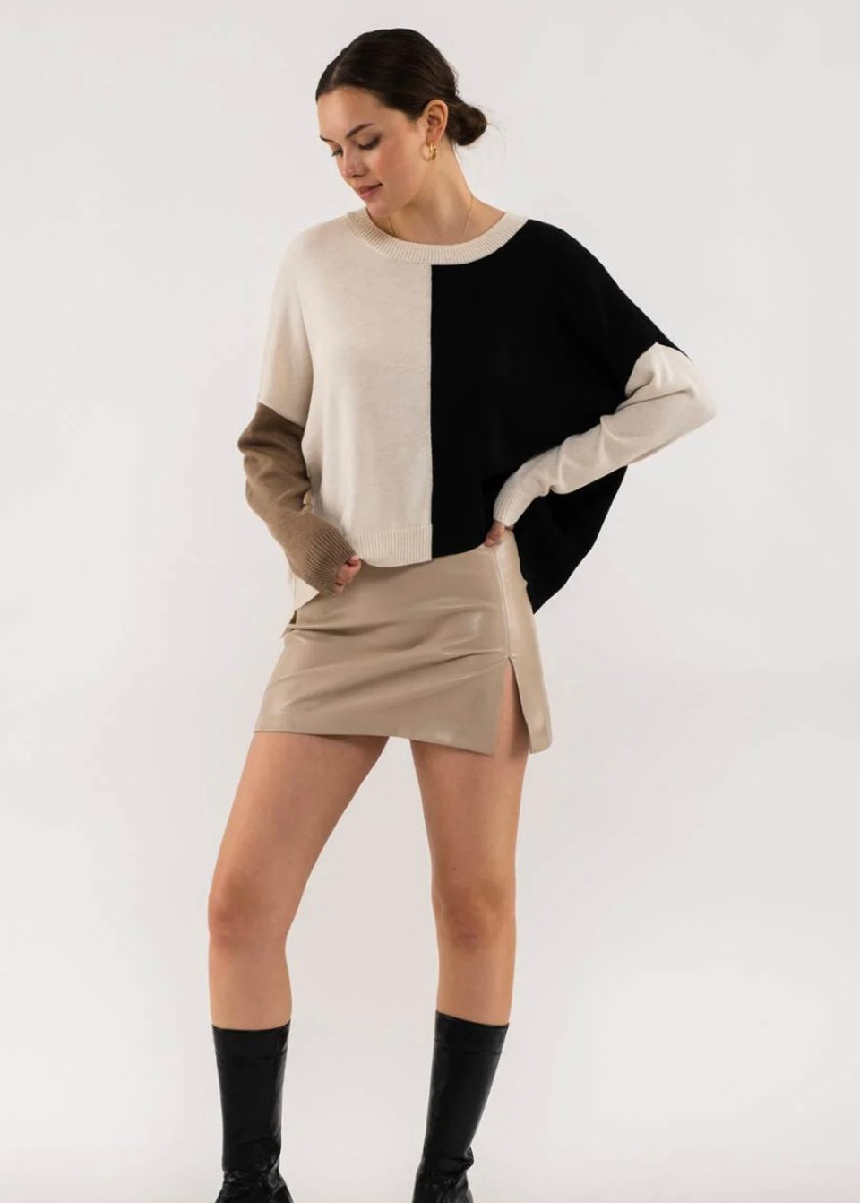 relaxed colorblock sweater