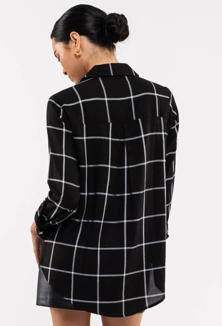 black grid button up top