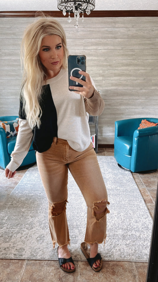 Relaxed Color Block Sweater