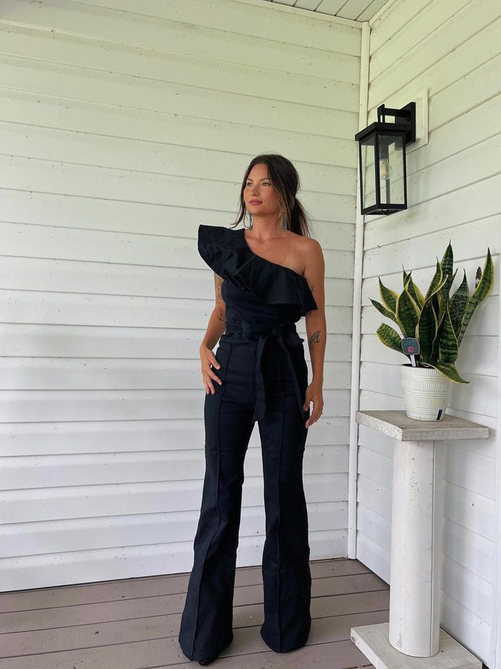 Black Denim Jumpsuit