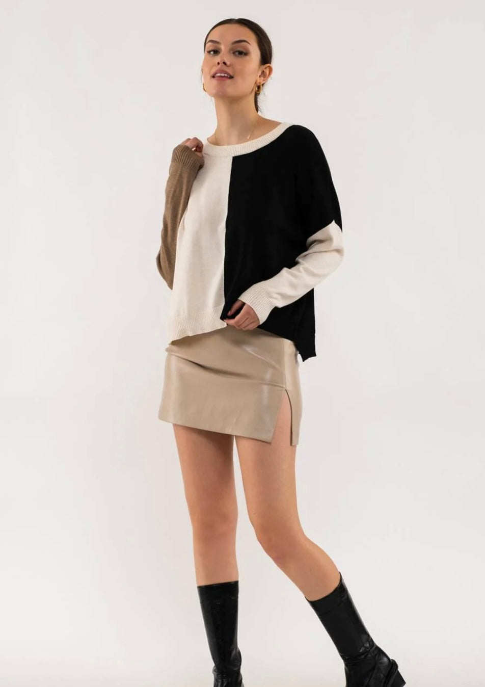 relaxed colorblock sweater