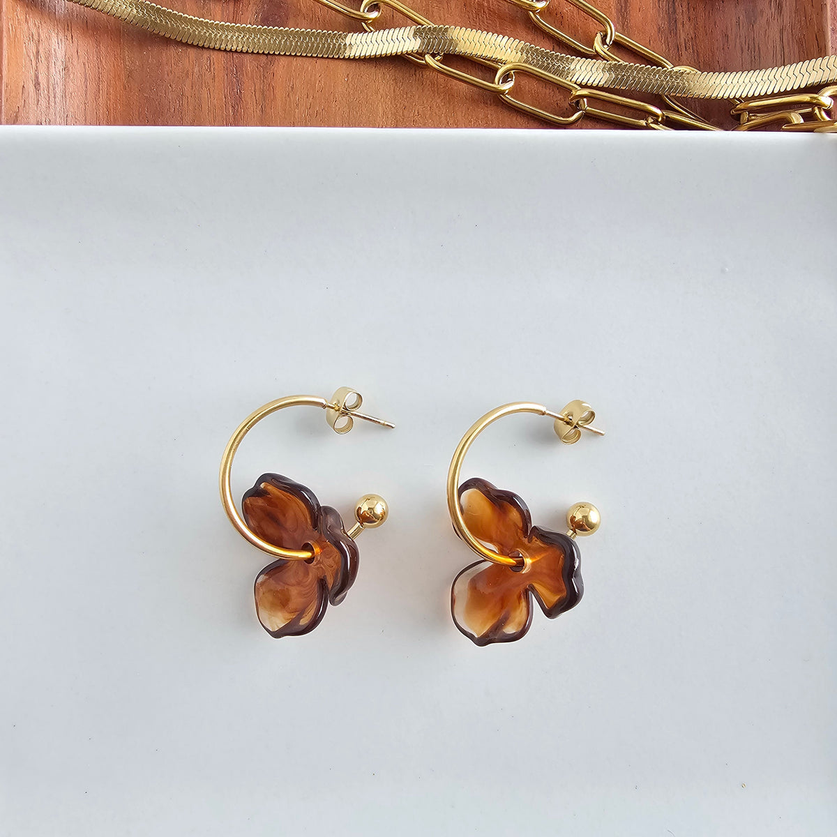 Magnolia Hoops - Amber