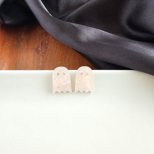 Mini Ghost Studs - Light Pink Shimmer