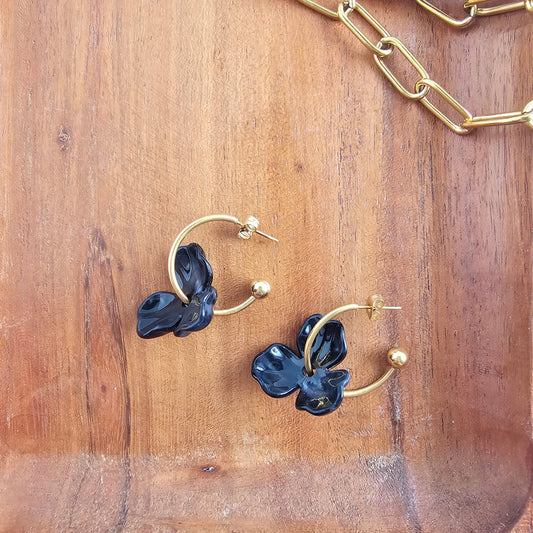Magnolia Hoops - Black