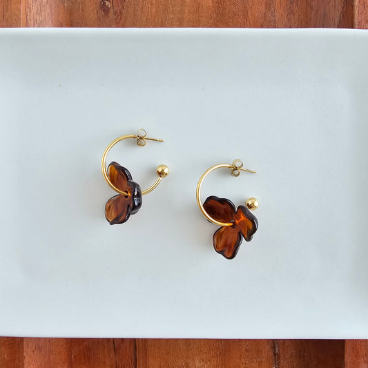 Magnolia Hoops - Amber
