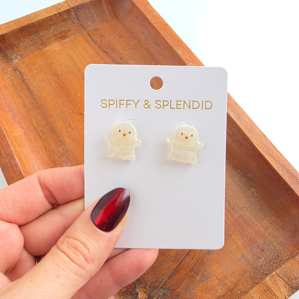 Friendly Ghost Studs - White Shimmer