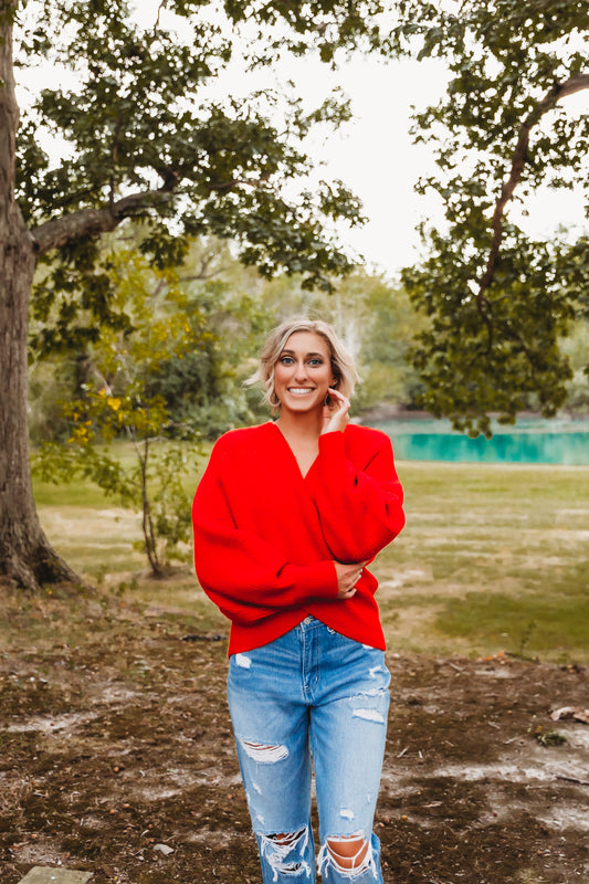 Ruby Crossover Ribbed Sweater