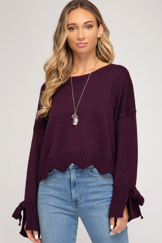 ** P/U at The French Twist Only **Dark Purple Cropped Sweater