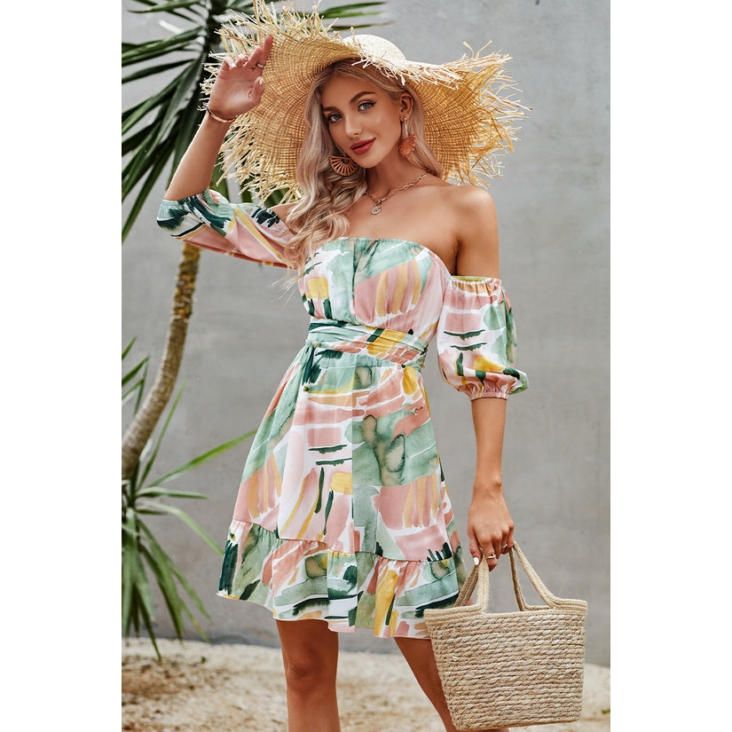 Back Tie Floral Ruffle Dress