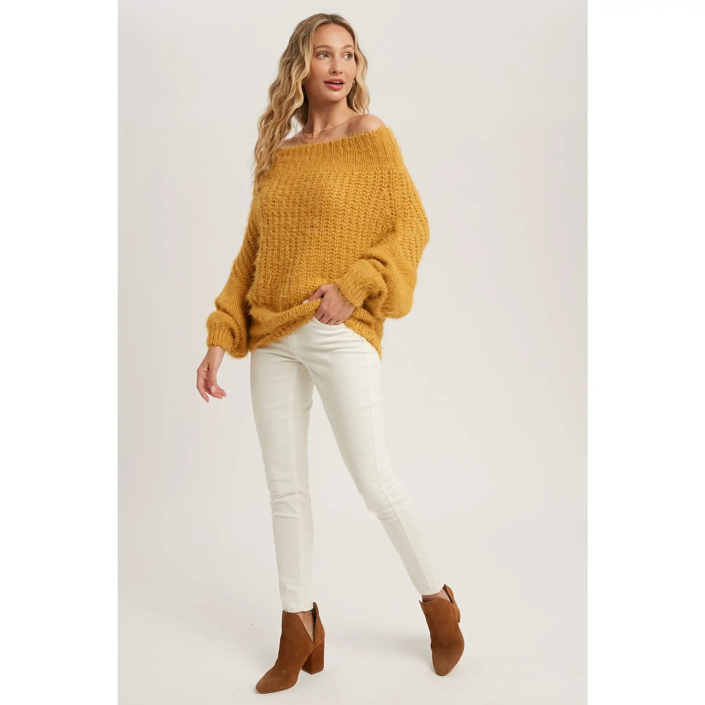 Mustard Fuzzy Knit Sweater