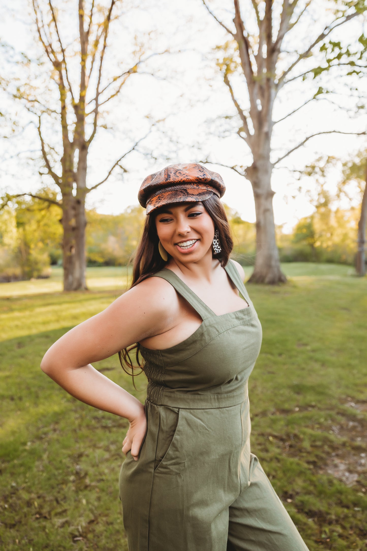 Smocked Back Army Green Jumpsuit