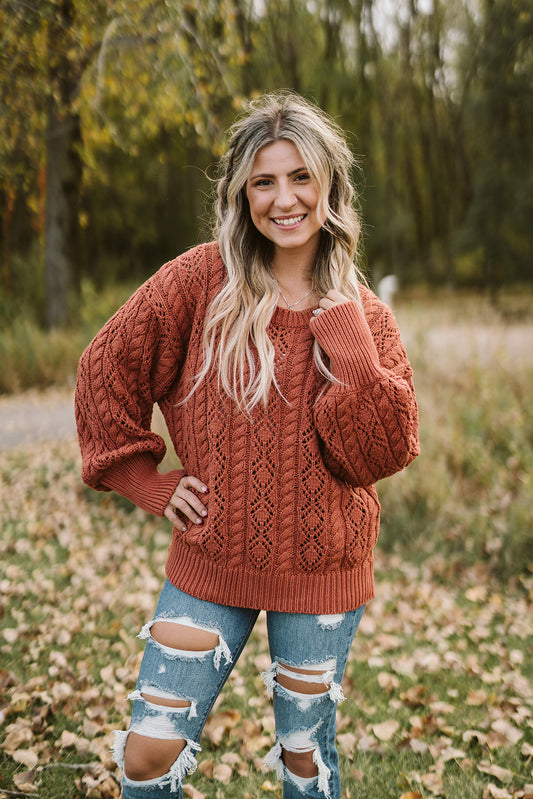 Long Sleeve Solid Cable Sweater