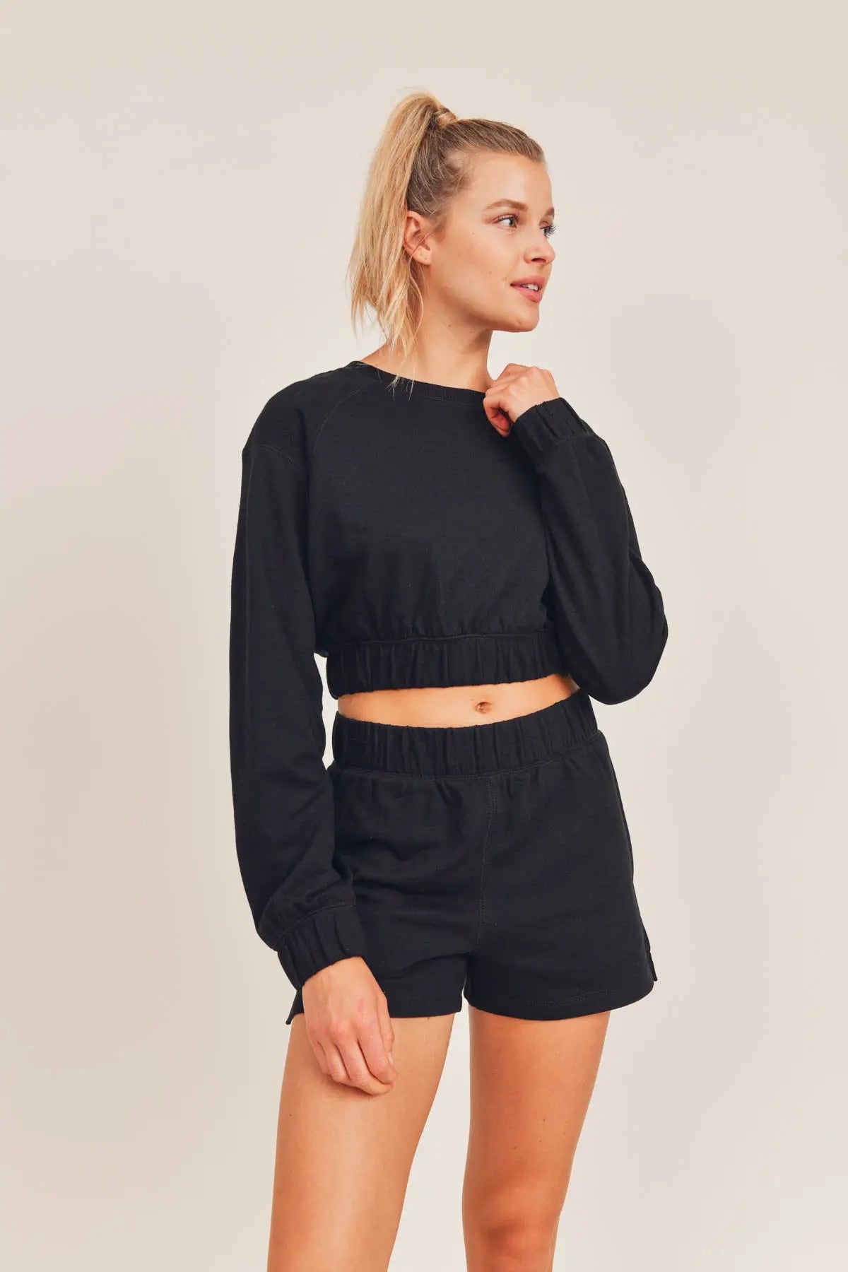 Cinched Raglan Cropped Top