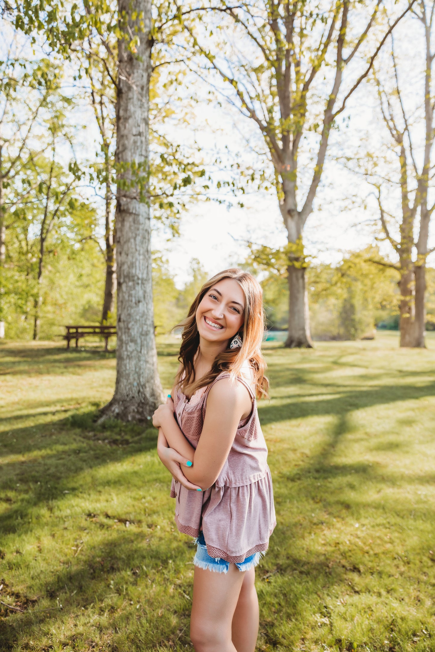 TBN Flora Button Down Tank Top Mauve