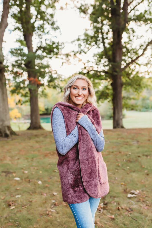 Eggplant Faux Fur Vest
