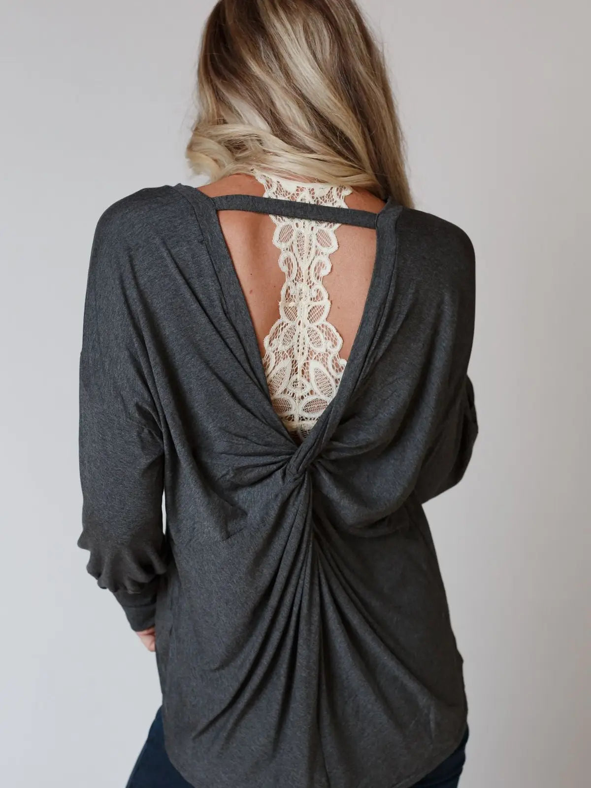 Charcoal Open Back Dolman Top