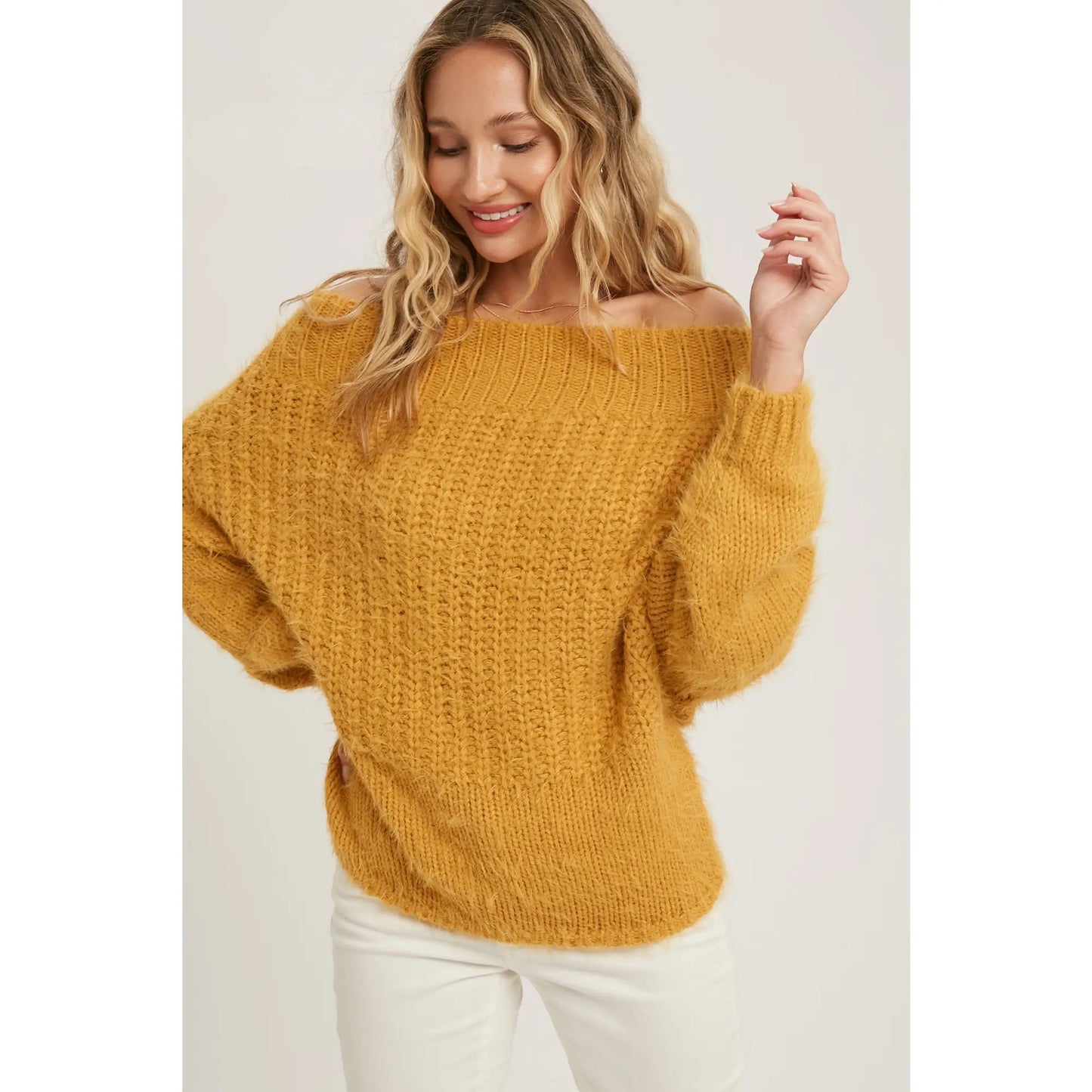 Mustard Fuzzy Knit Sweater