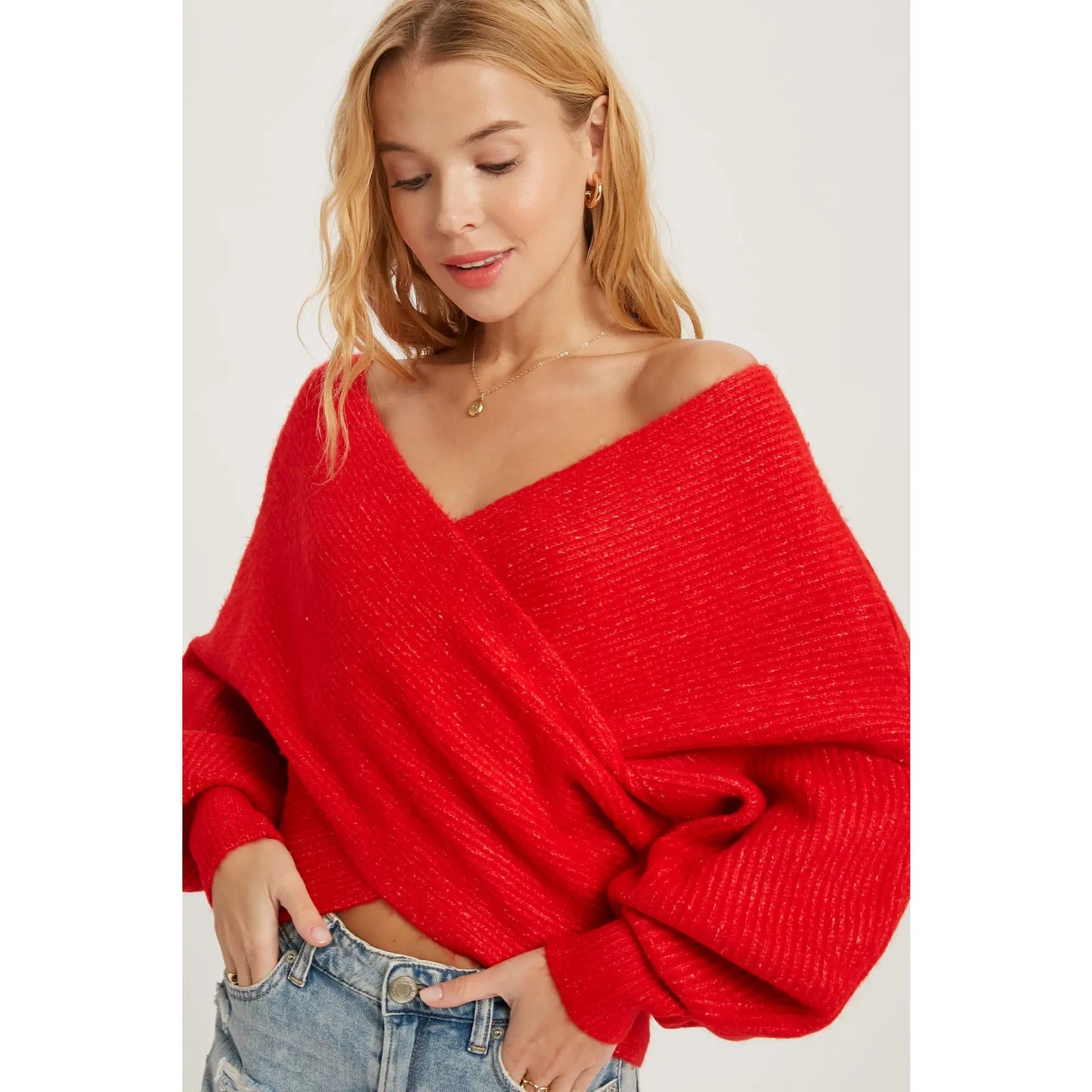 Ruby Crossover Ribbed Sweater