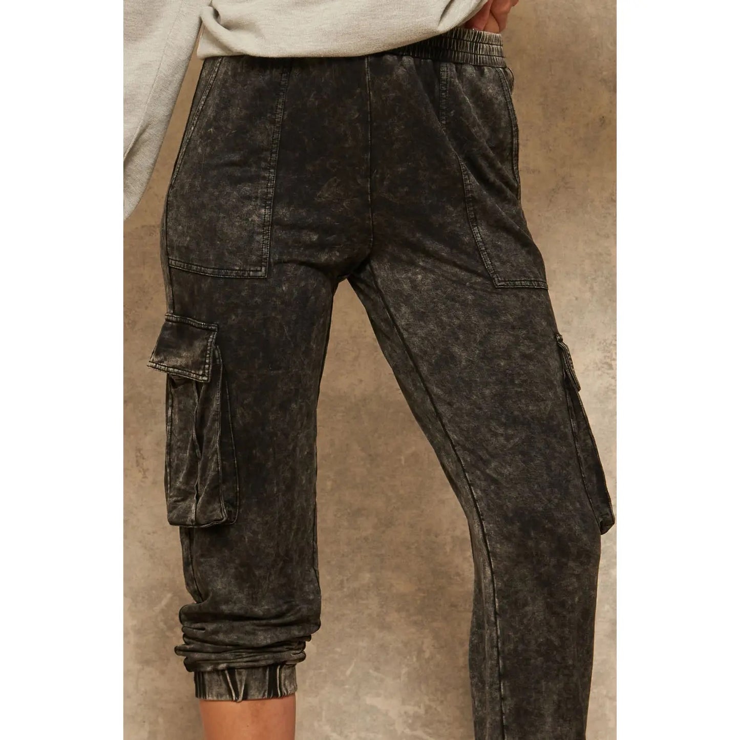 Mineral Washed Knit Cargo Joggers