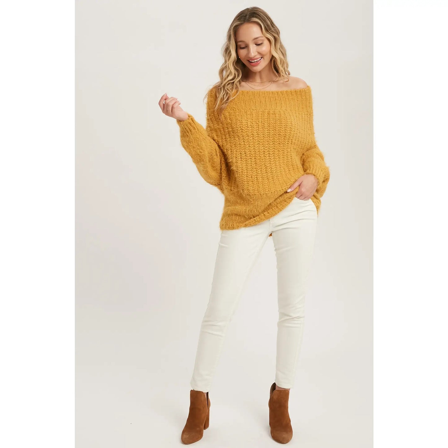 Mustard Fuzzy Knit Sweater