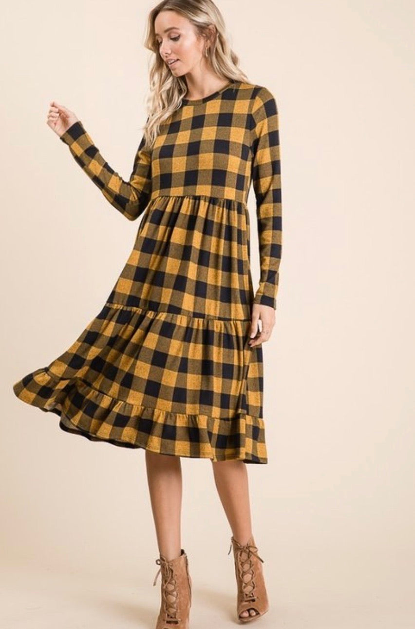 Mustard Plaid Dress