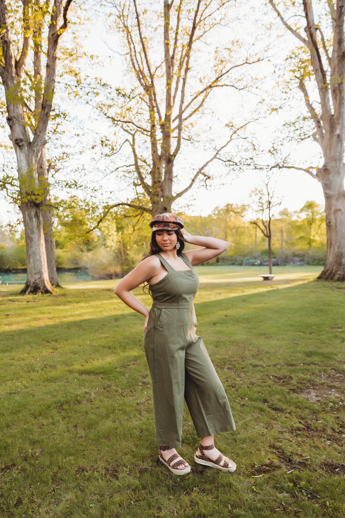 Smocked Back Army Green Jumpsuit