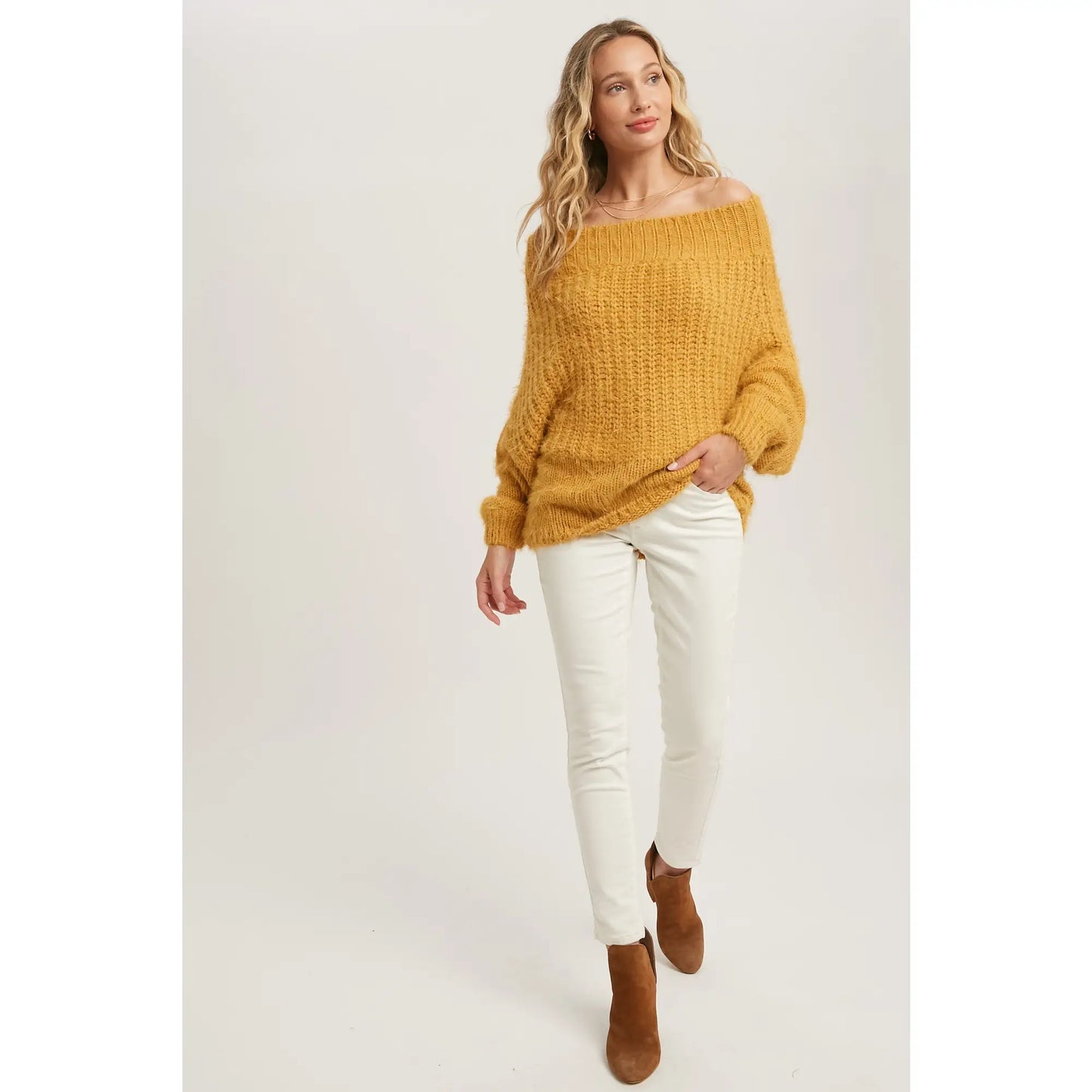 Mustard Fuzzy Knit Sweater