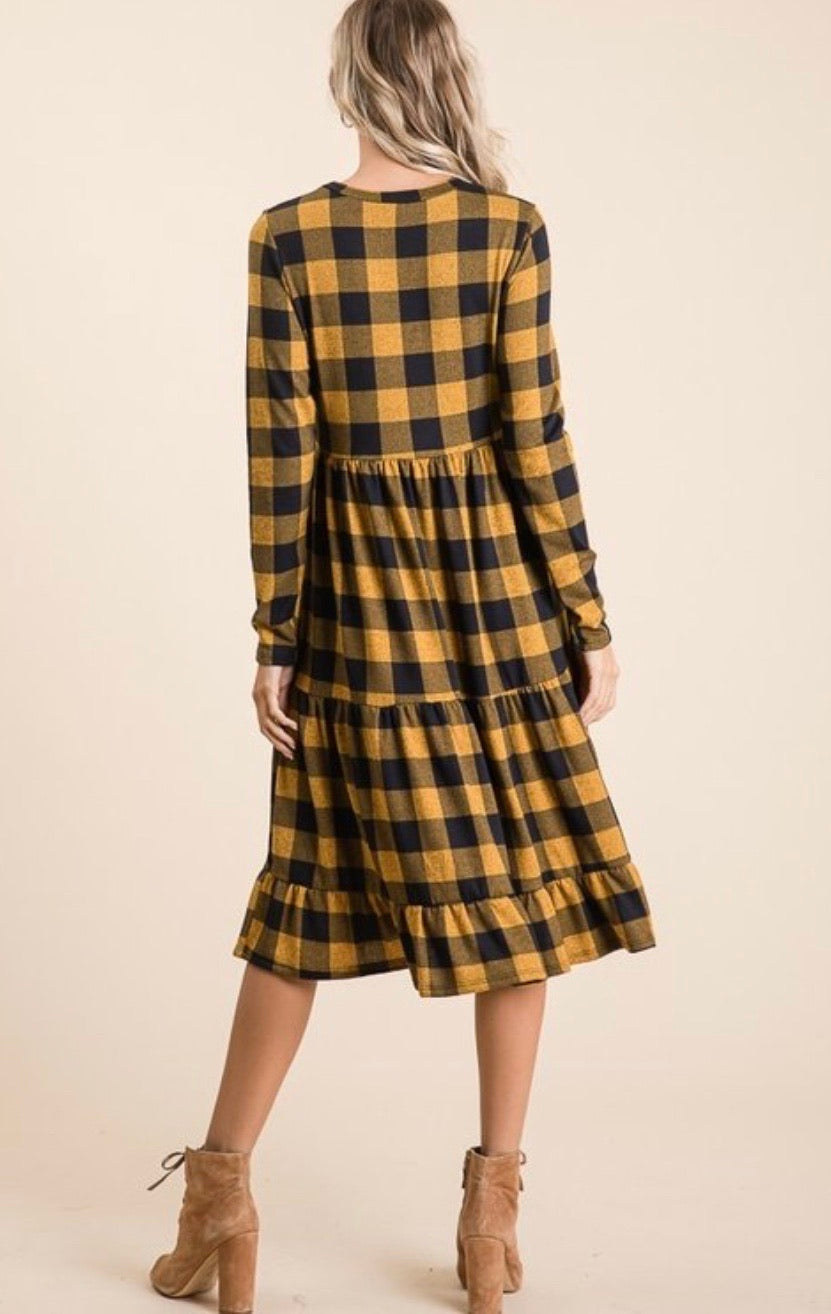 Mustard Plaid Dress