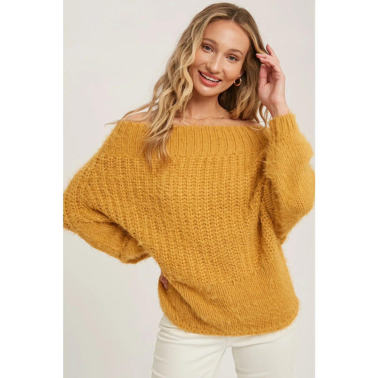 Mustard Fuzzy Knit Sweater