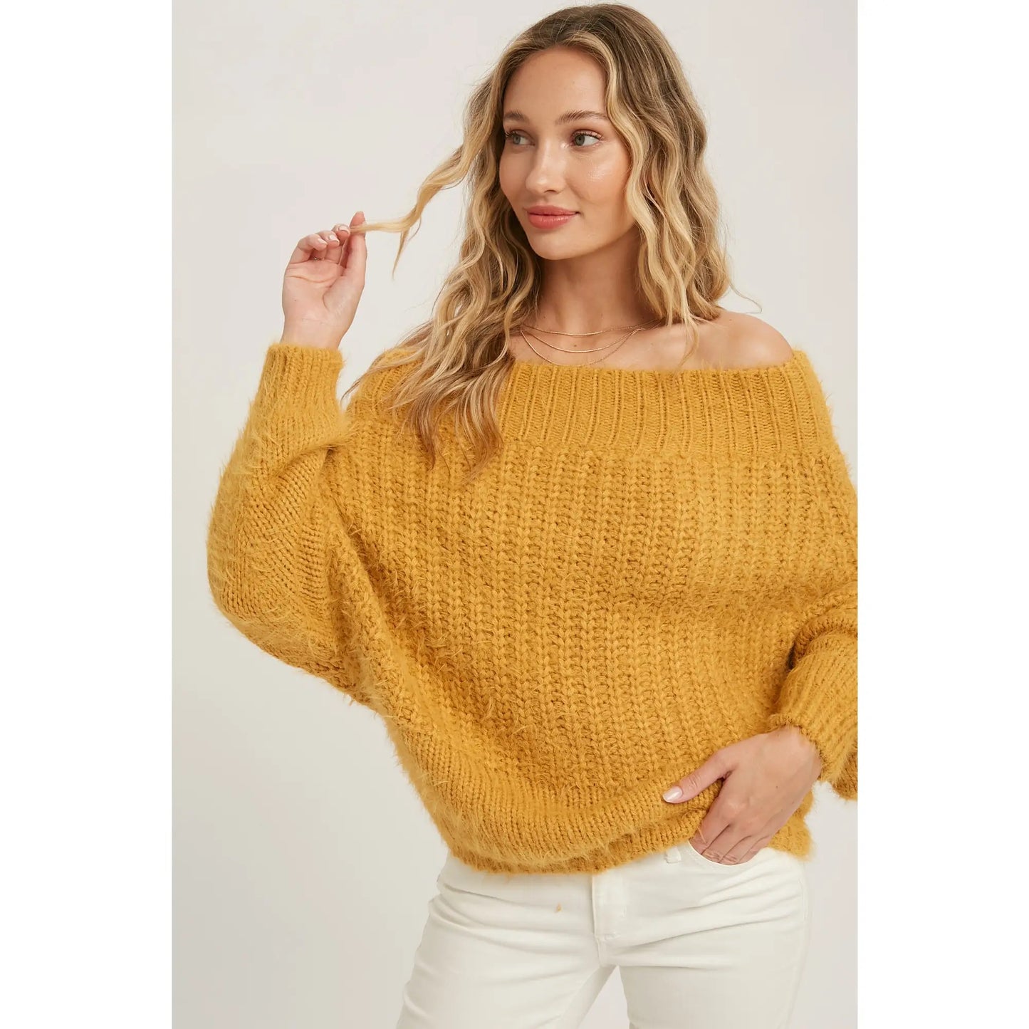 Mustard Fuzzy Knit Sweater