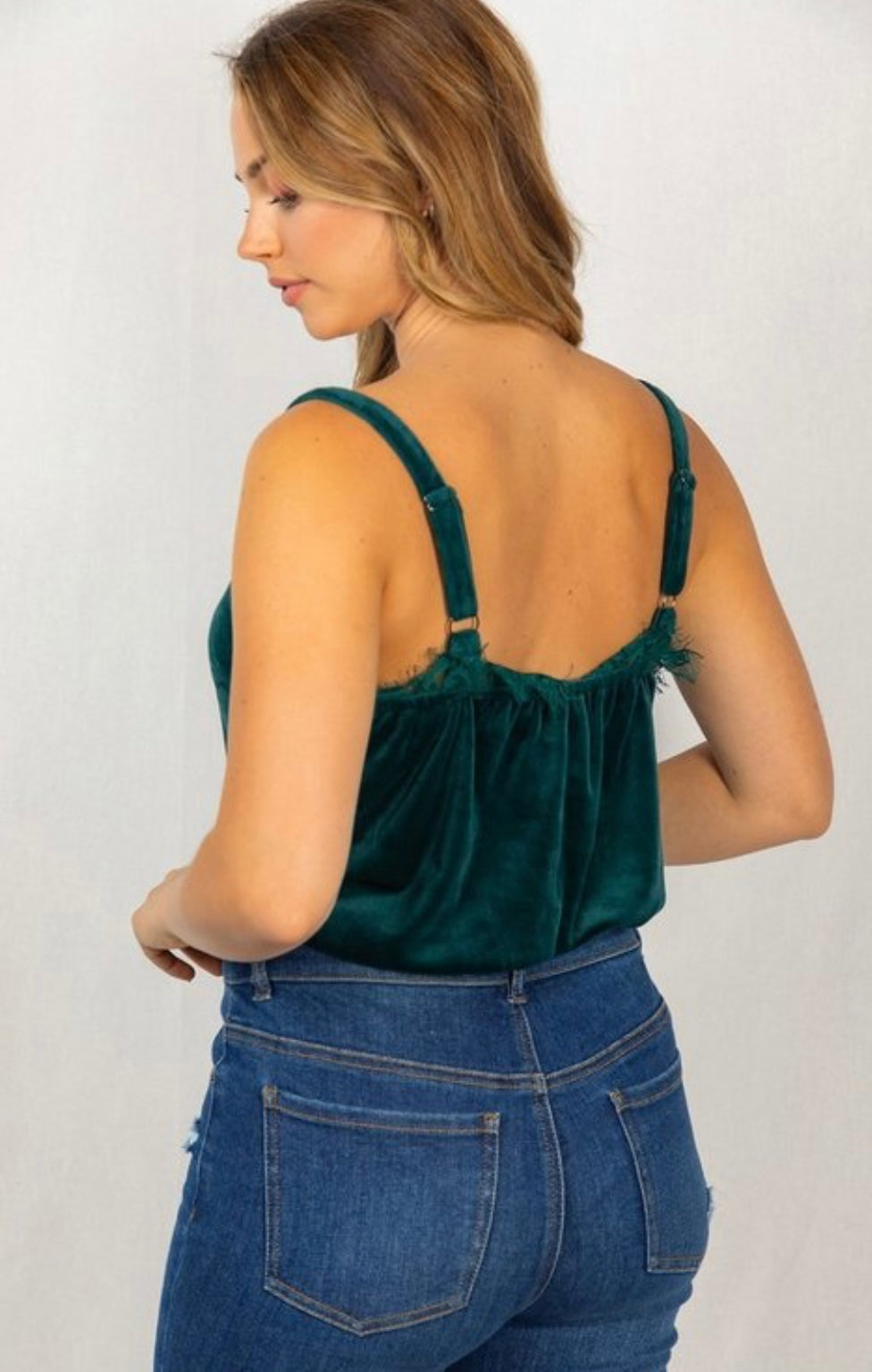 Hunter Green Velvet Bodysuit