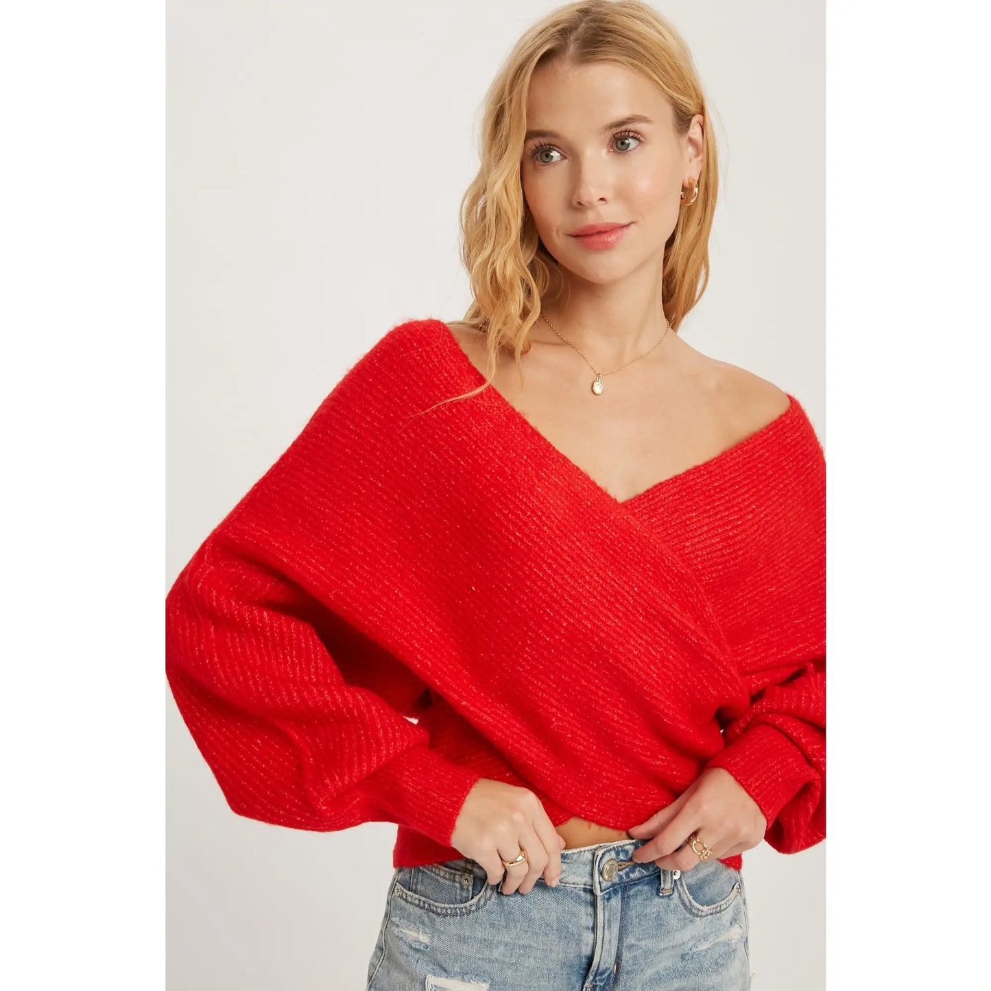 Ruby Crossover Ribbed Sweater