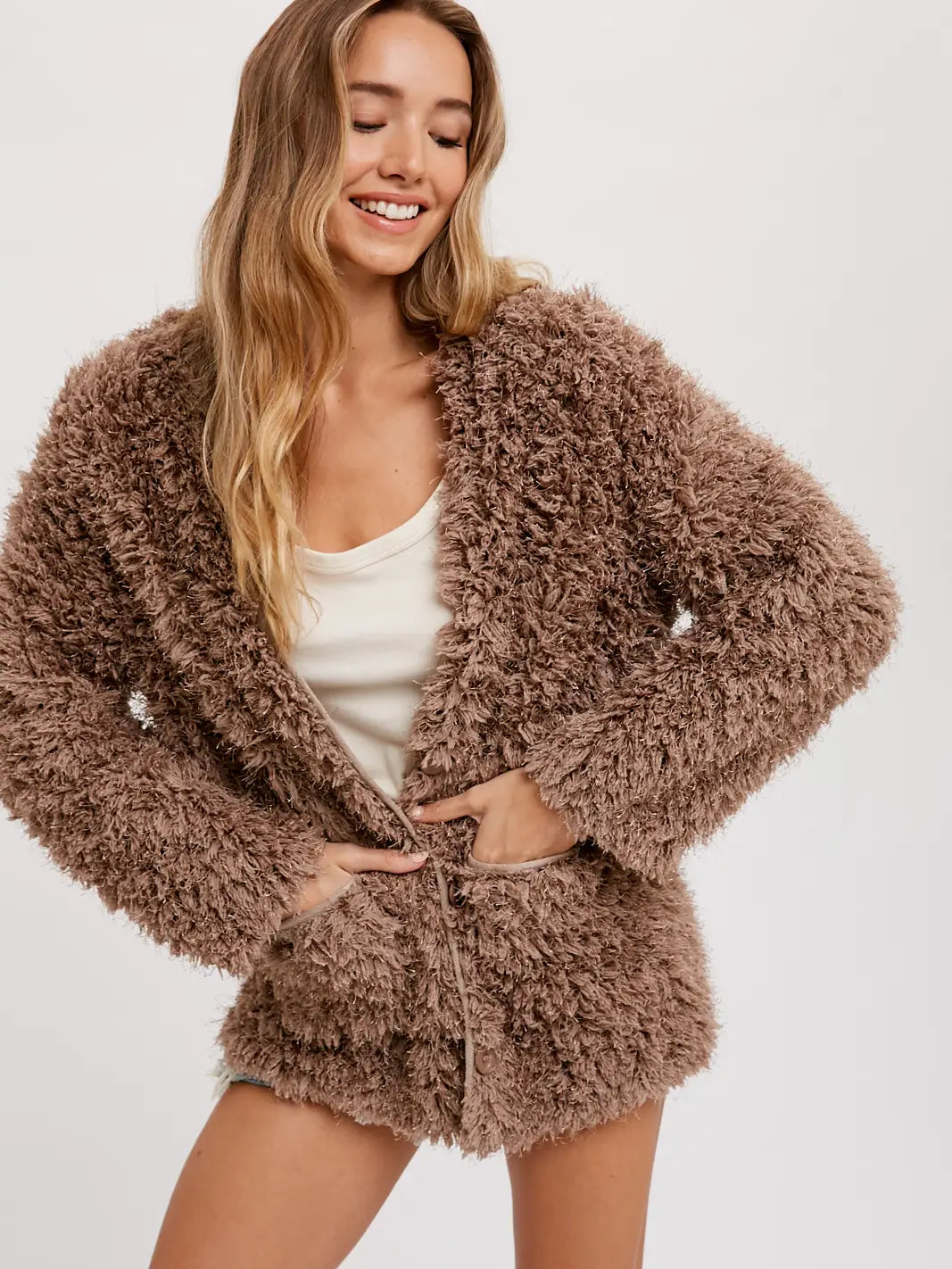** P/U at French Twist Only ** Shaggy Fur Suede Jacket