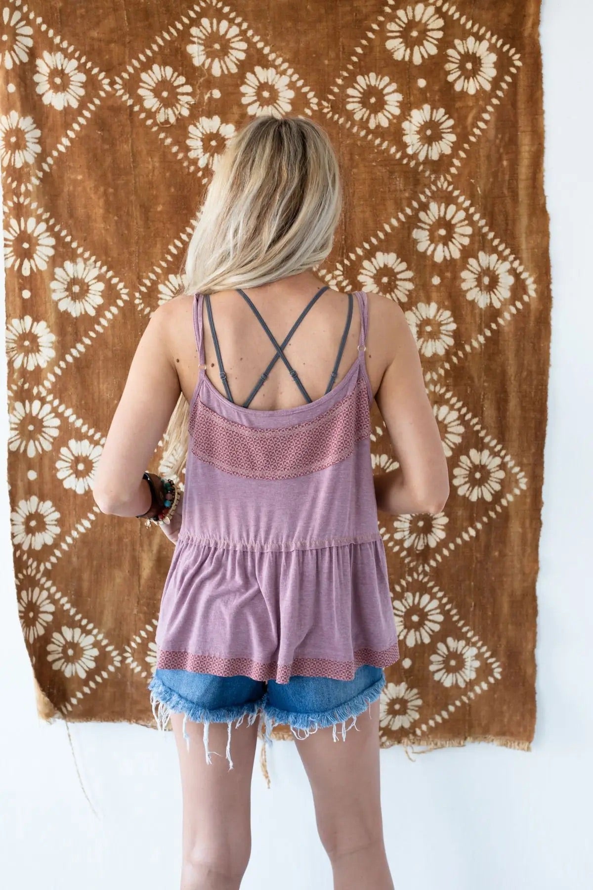 TBN Flora Button Down Tank Top Mauve