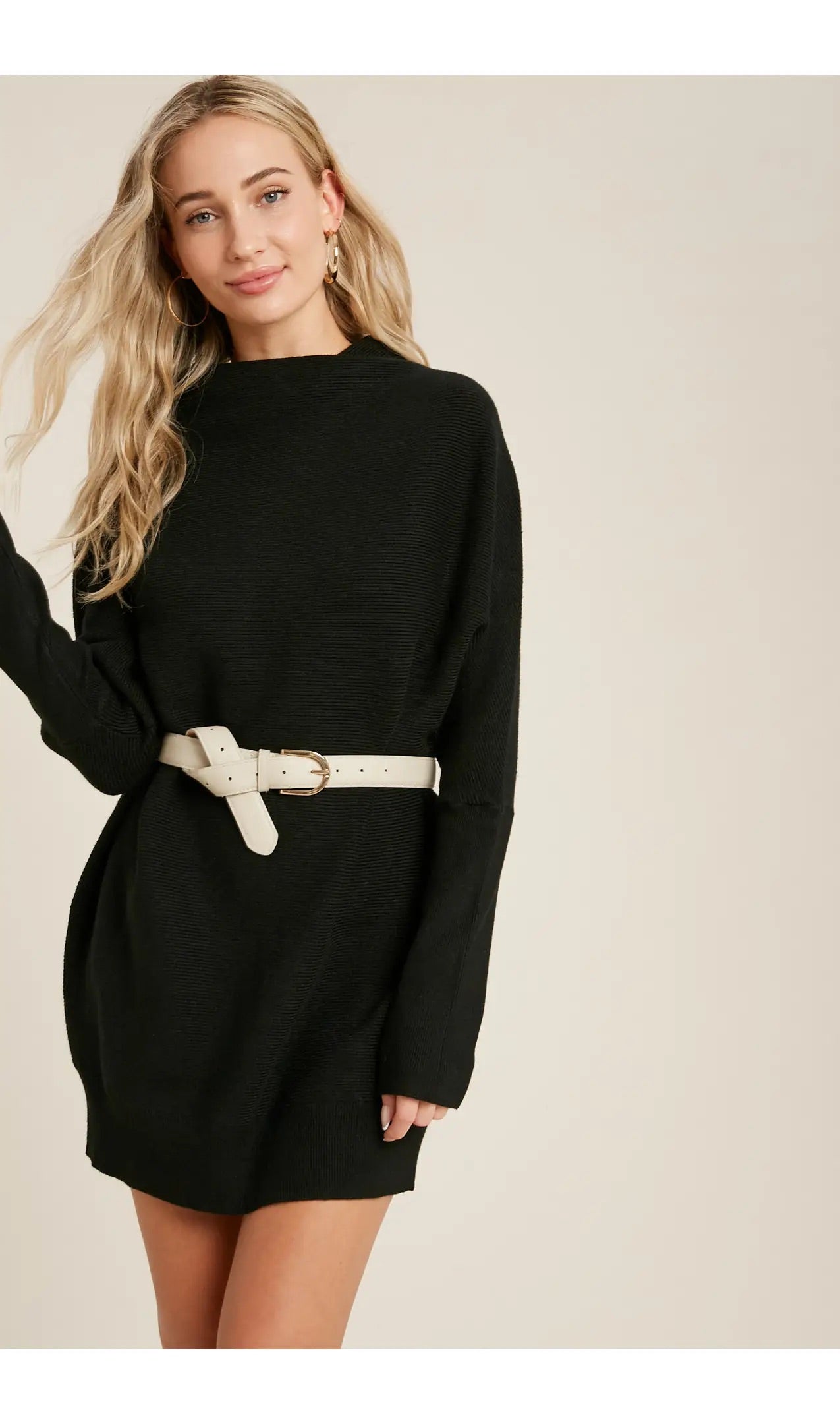 Black Slouch Neck Dolman Tunic