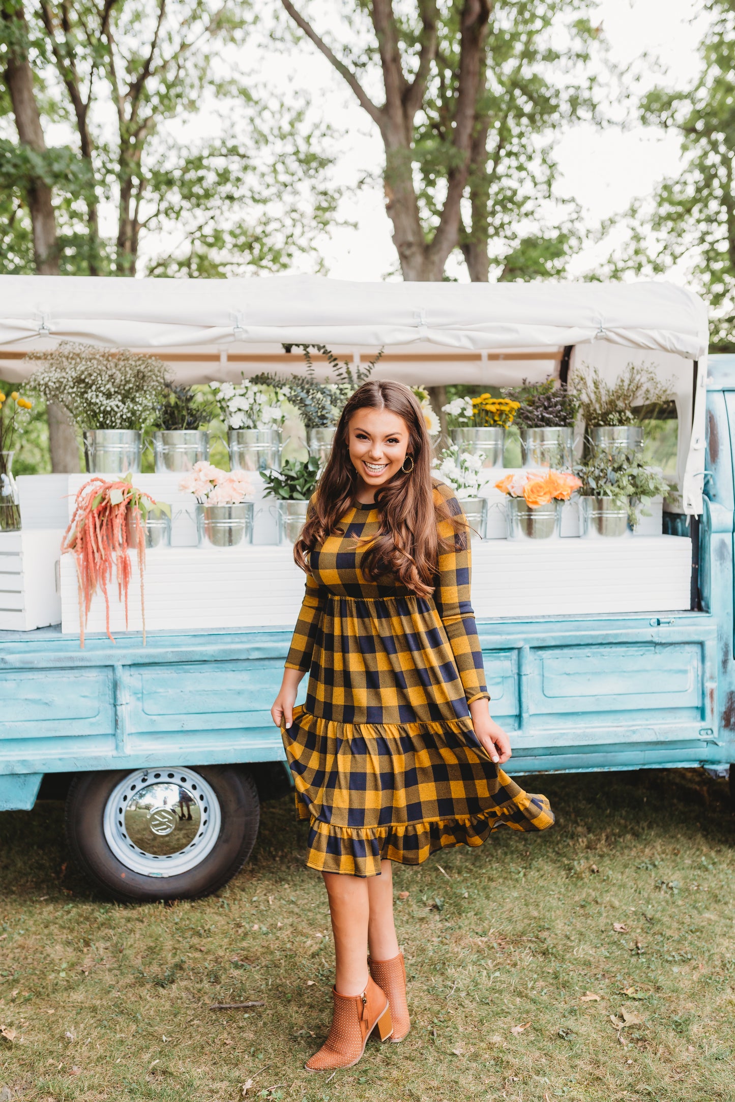 Mustard Plaid Dress