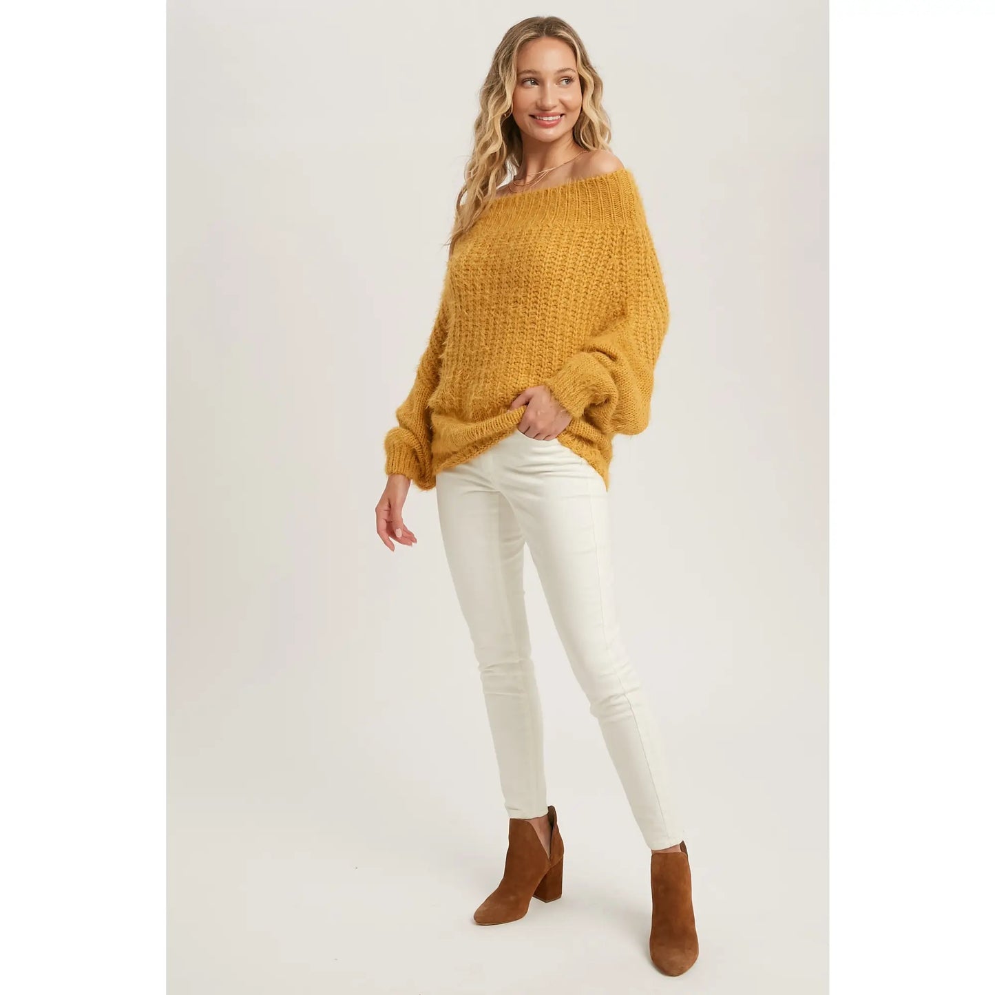 Mustard Fuzzy Knit Sweater