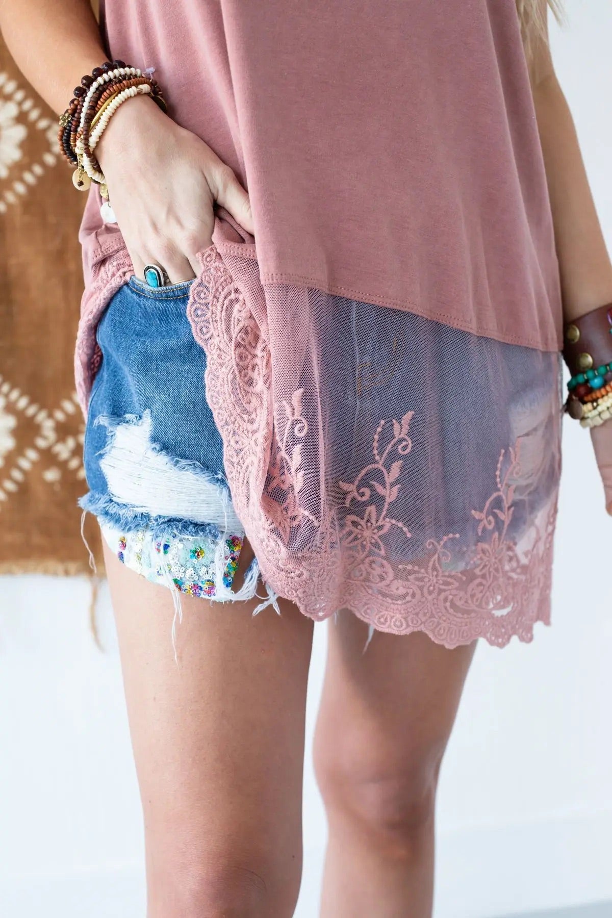 TBN Enchanted Lace Tank Mauve