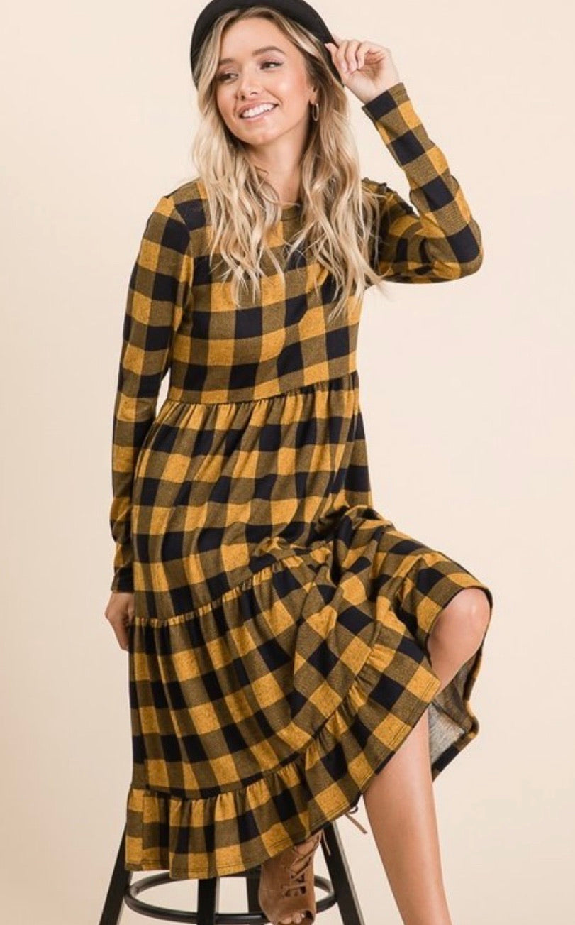 Mustard Plaid Dress