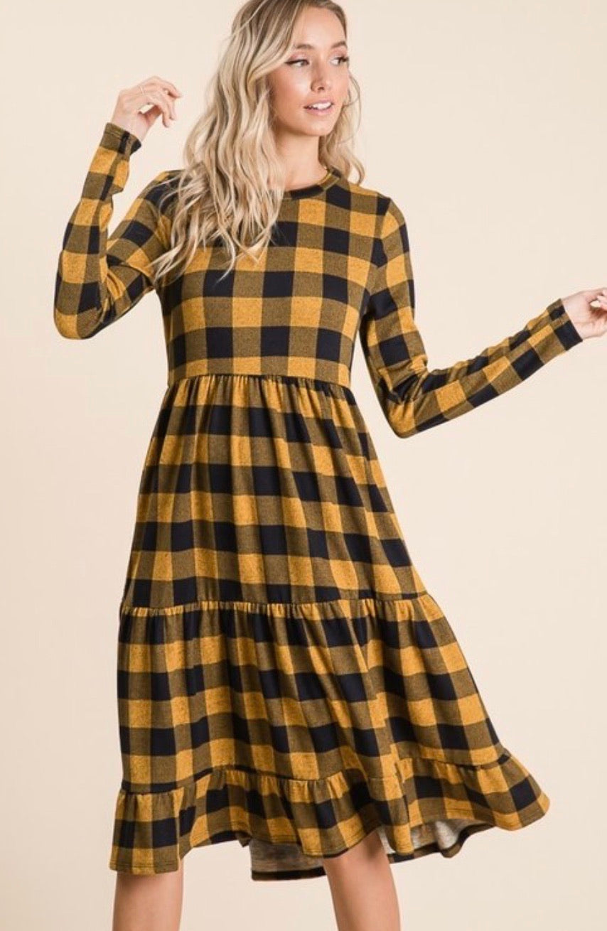 Mustard Plaid Dress