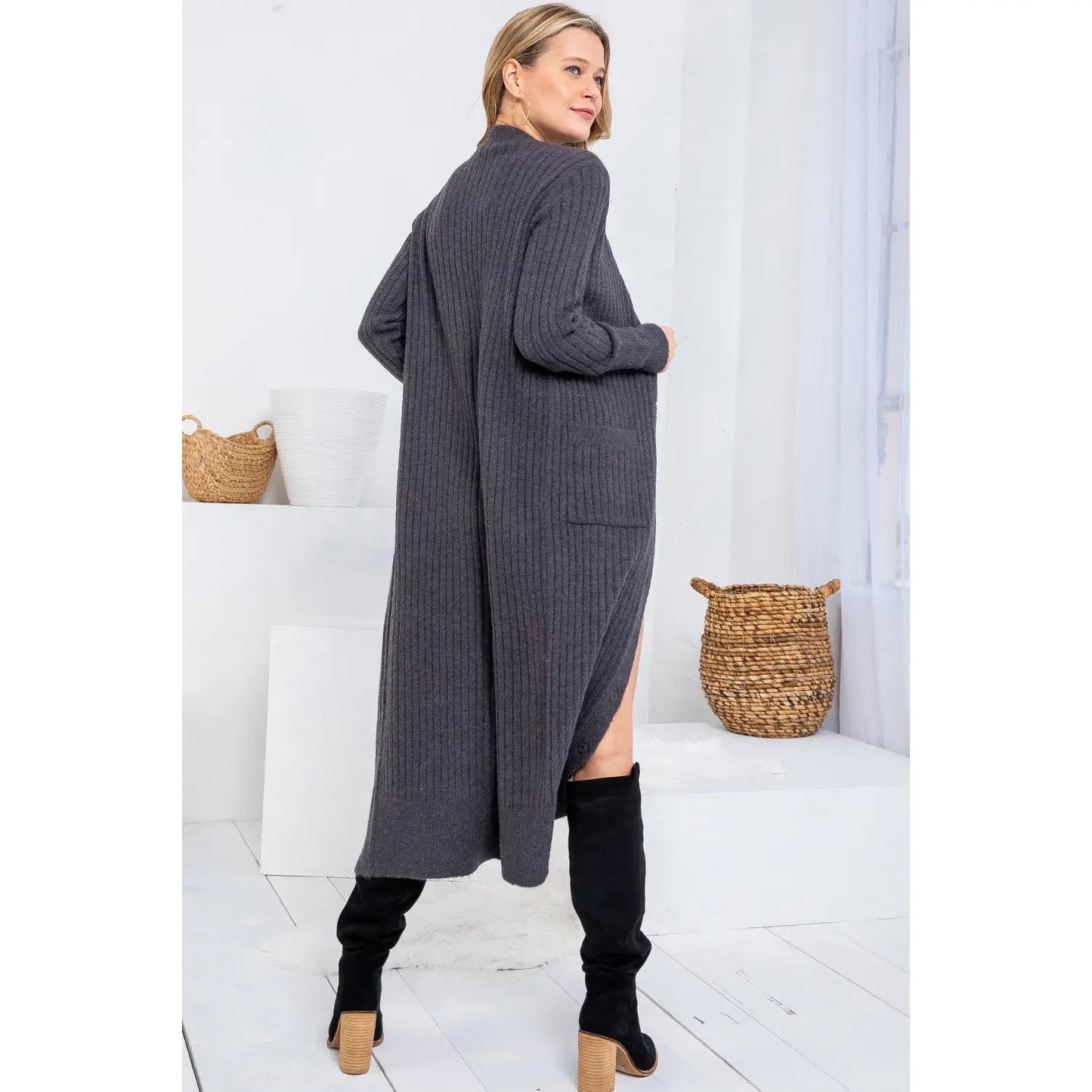 Charcoal Long Cardigan